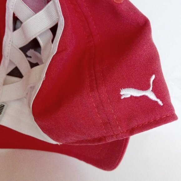 New PUMA Golf Pony P Stretch Fit Adjustable Women's Cap One Size Pink White - Picture 9 of 13
